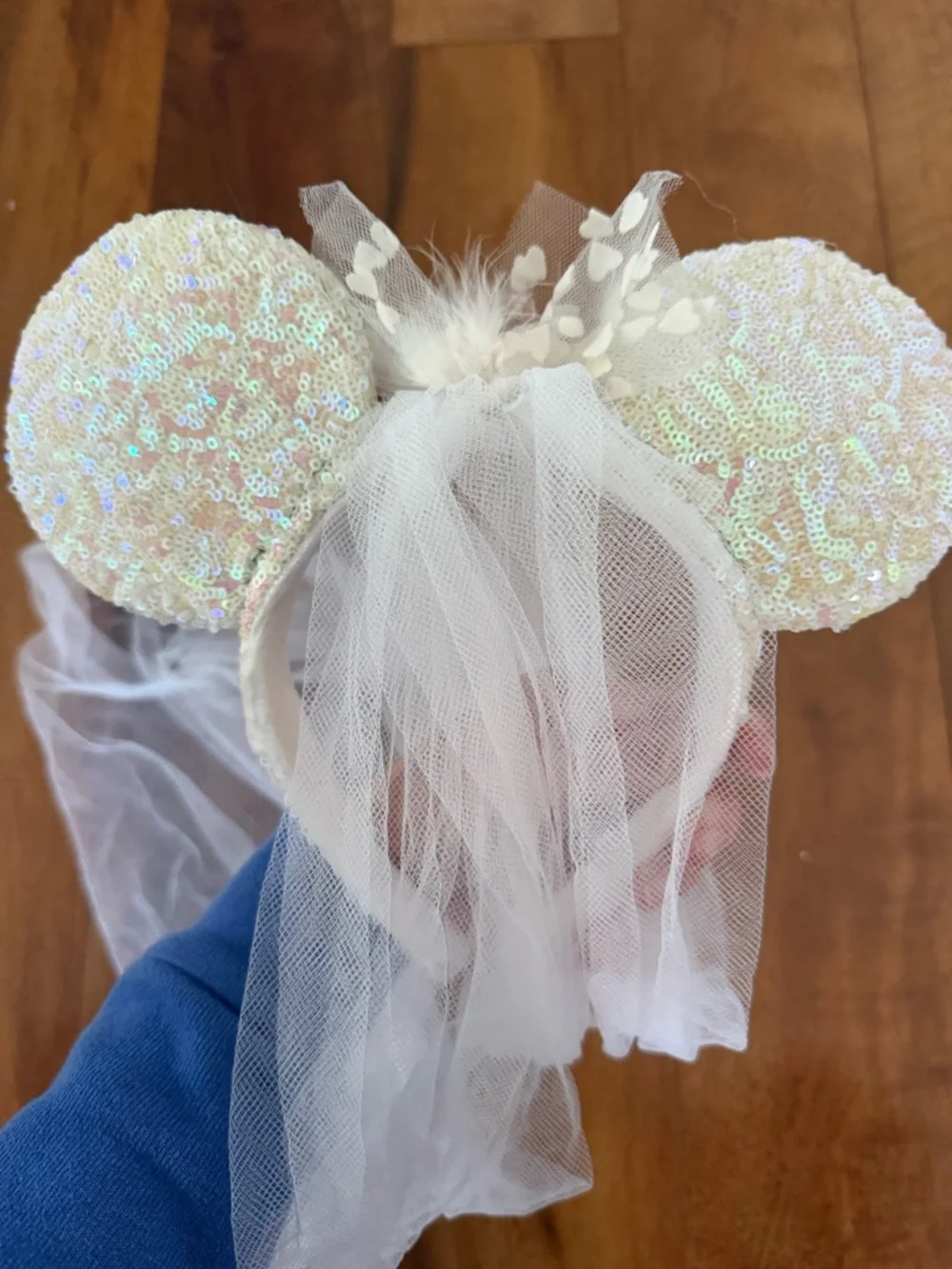 Disney Parks Minnie Mouse Sequined Bridal Wedding Headband - Picture 3 of 4